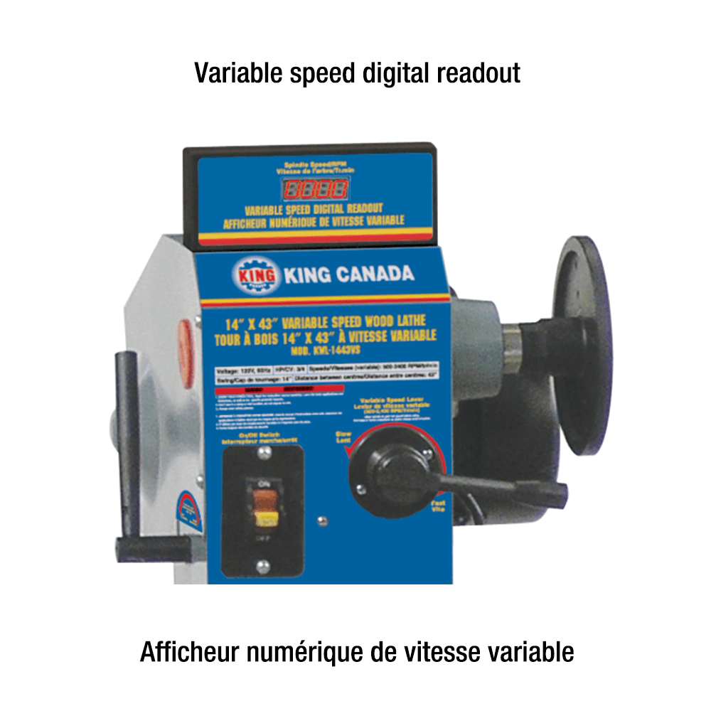 King Variable speed wood lathe with digital readout - King