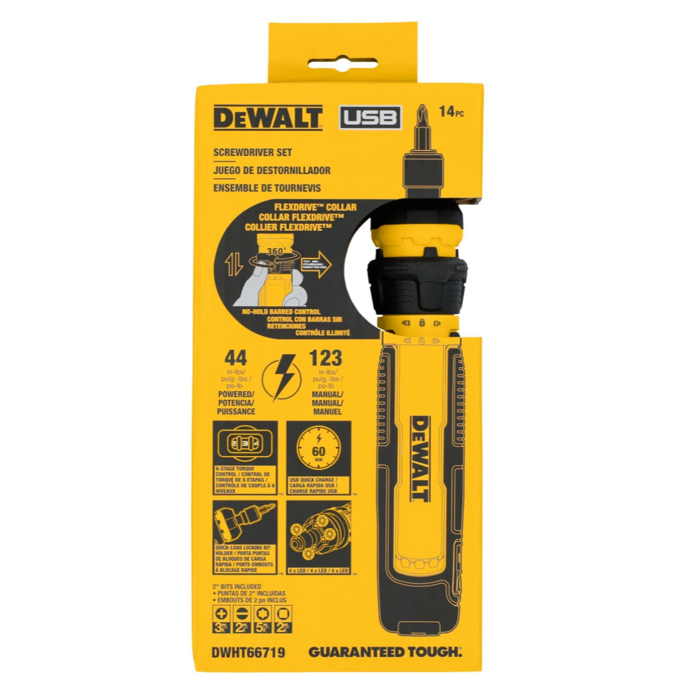 14 pc Cordless Screwdriver set Flexdrive #DWHT66719 - Dewalt