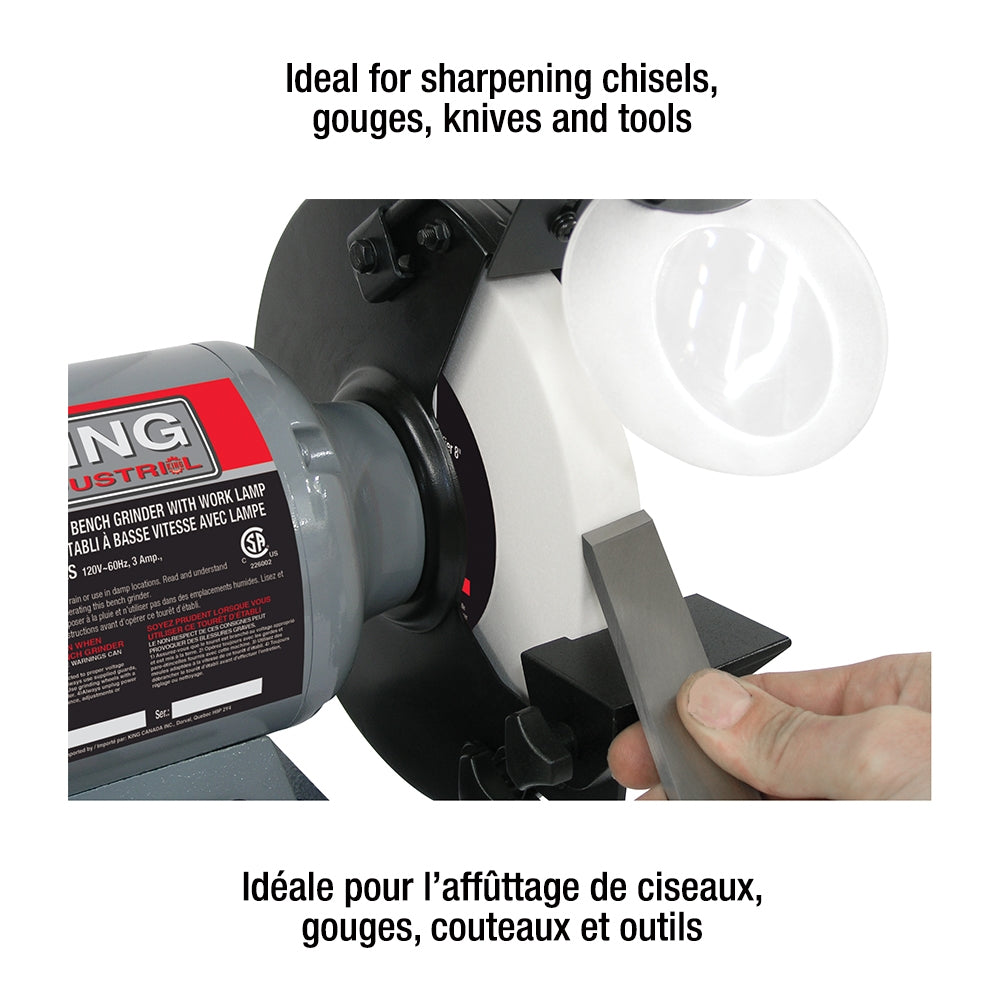 8’’ low speed bench grinder w/light #kc-895ls - King