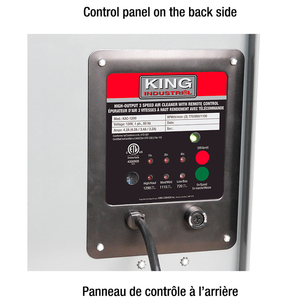 Épurateur d’air 3 vitesses à haut rendement avec télécommande #kac-1200 - King