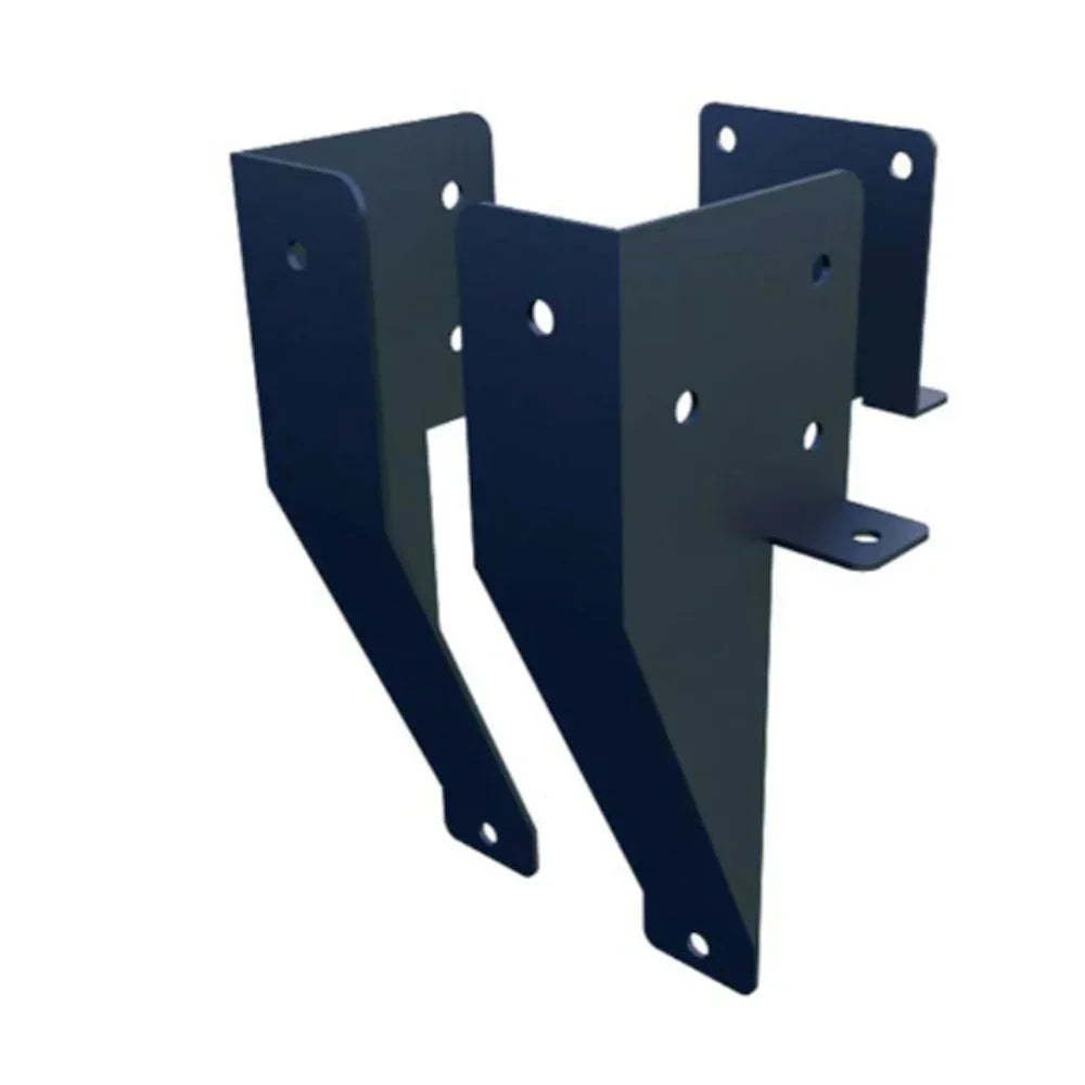 Support d’acier noir pour structure de terrasse, fixation bois extérieure