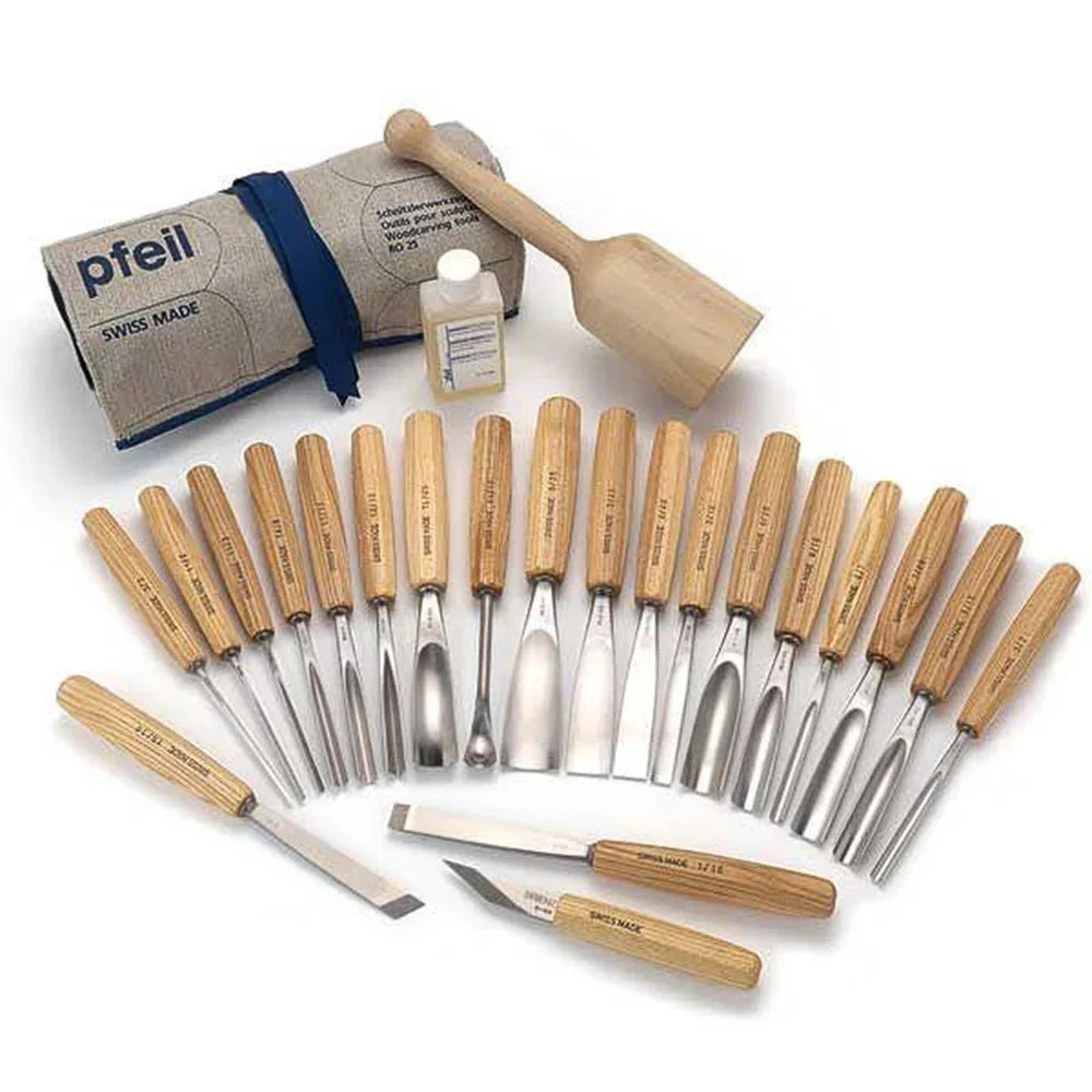 Set 25 Pcs With Tool Roll Canvas - Pfeil. Swiss Made.