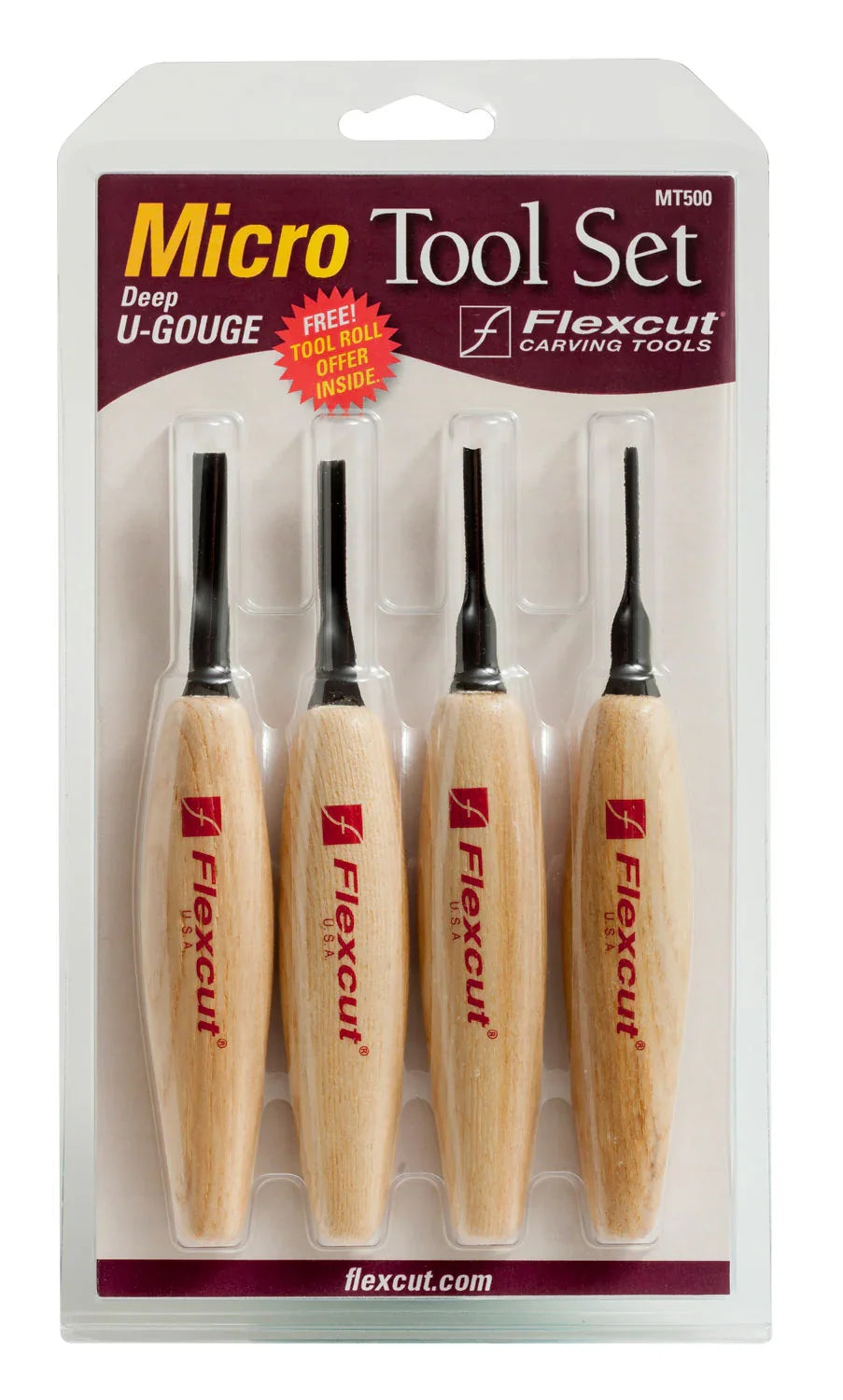 Ensemble de 4 micro gouges creuses en «U» MT500 - Flexcut