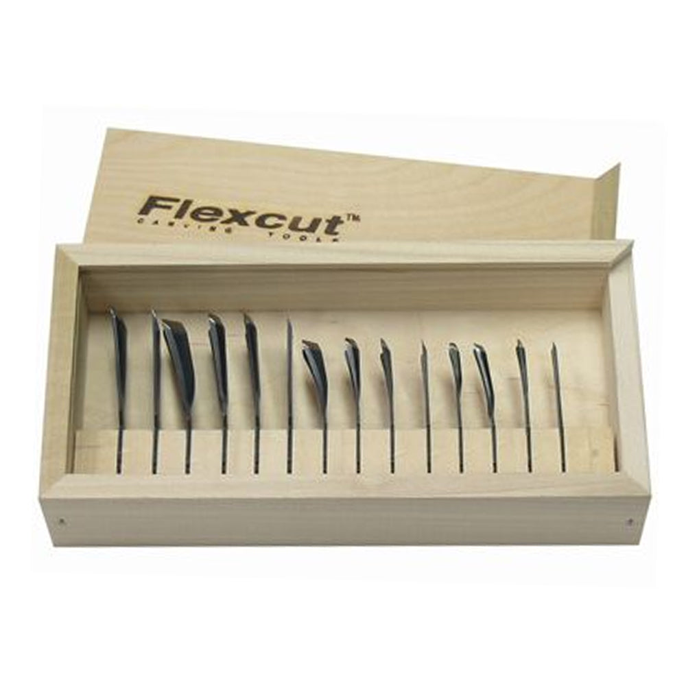 Set of 14 RG100 percussion carving gouges - Flexcut