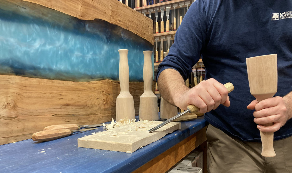 Maillet artisanal pour sculpture en merisier