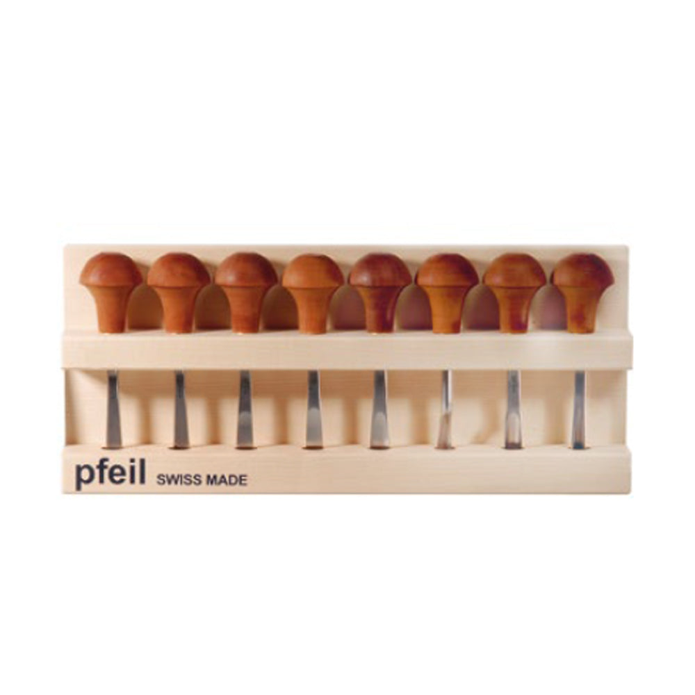Set of 8 wood engraving chisels - Pfeil. Swiss Made.