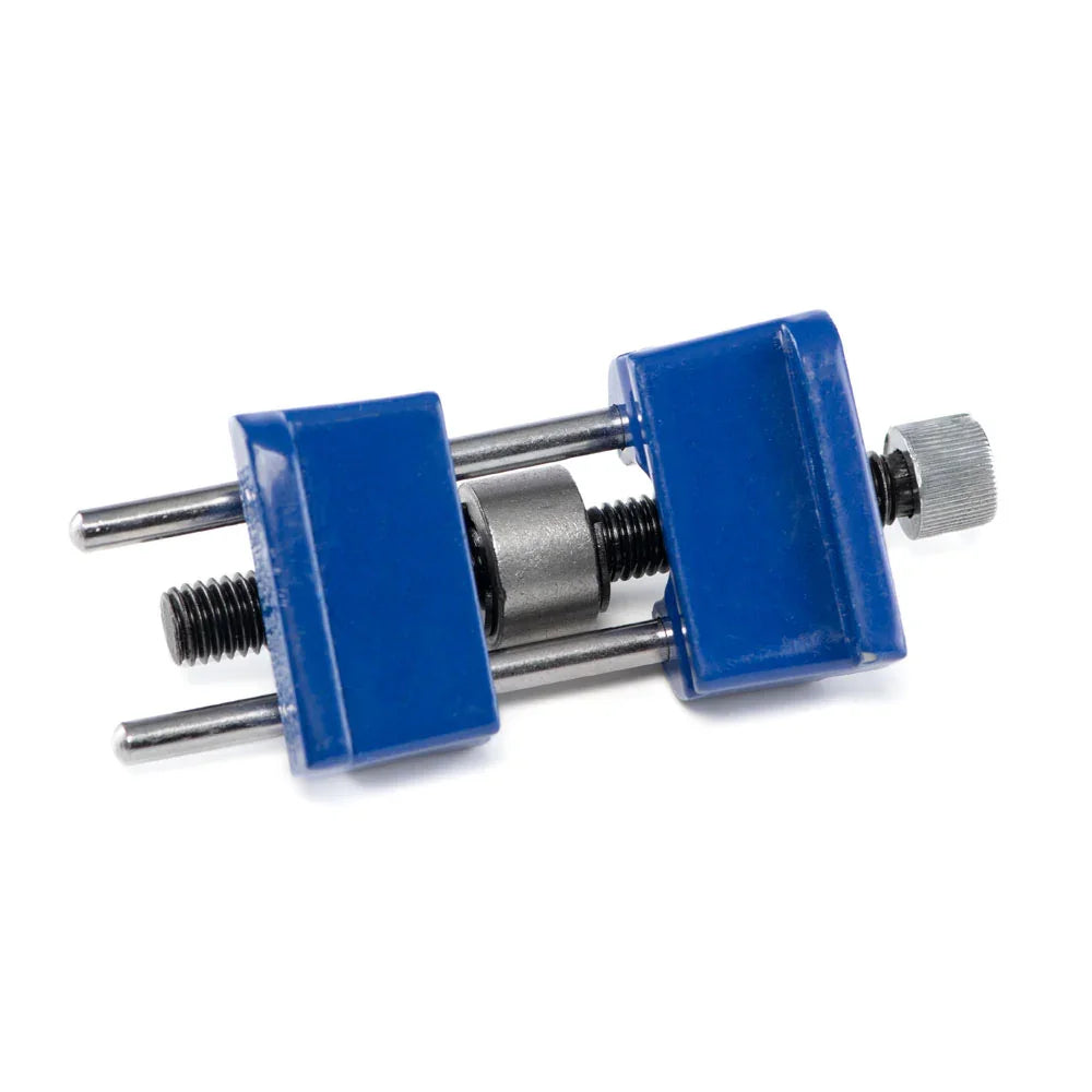 Petit étau bleu en métal pour ébénisterie, outil précis pour travaux de bois