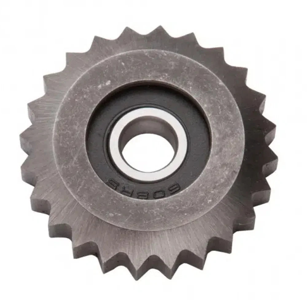 Roue dentée en acier pour machine à bois, finition brute, vue de face