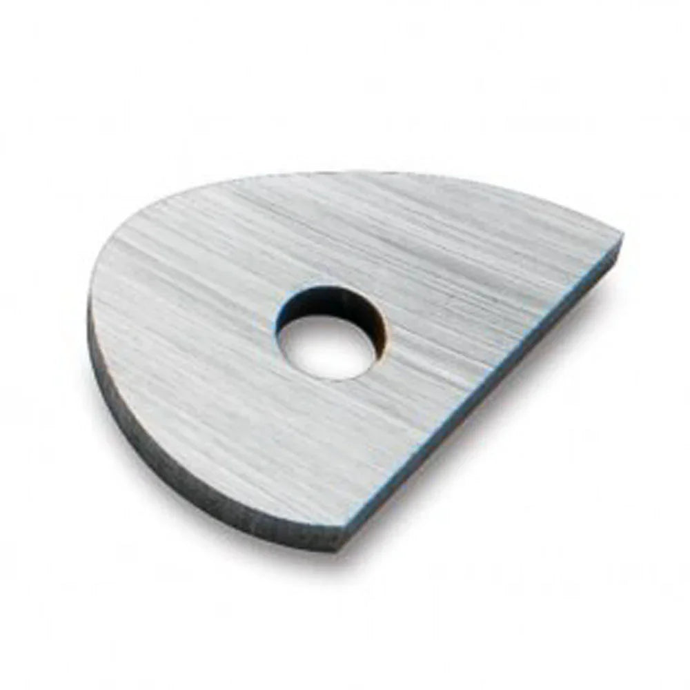Lame de rechange en acier pour outil de menuiserie, forme demi-lune, fond blanc