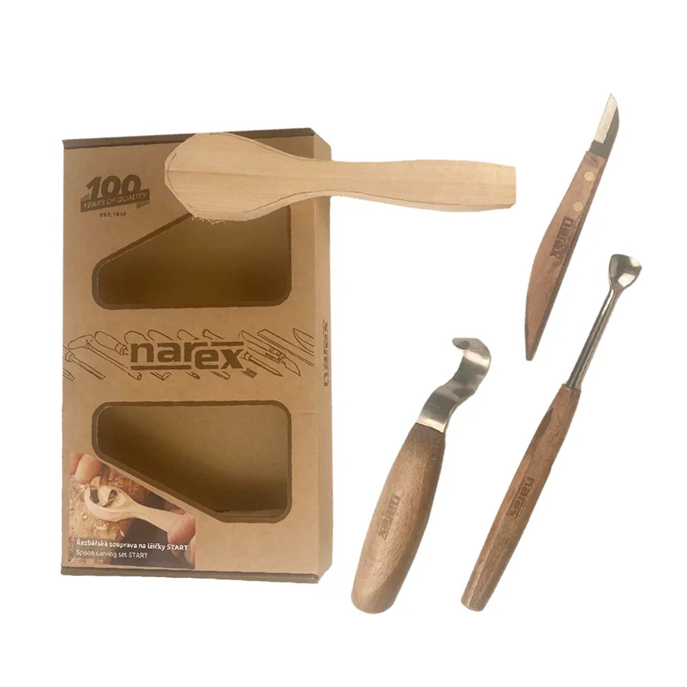 Ensemble de couteaux à sculpter et cuillère, Narex