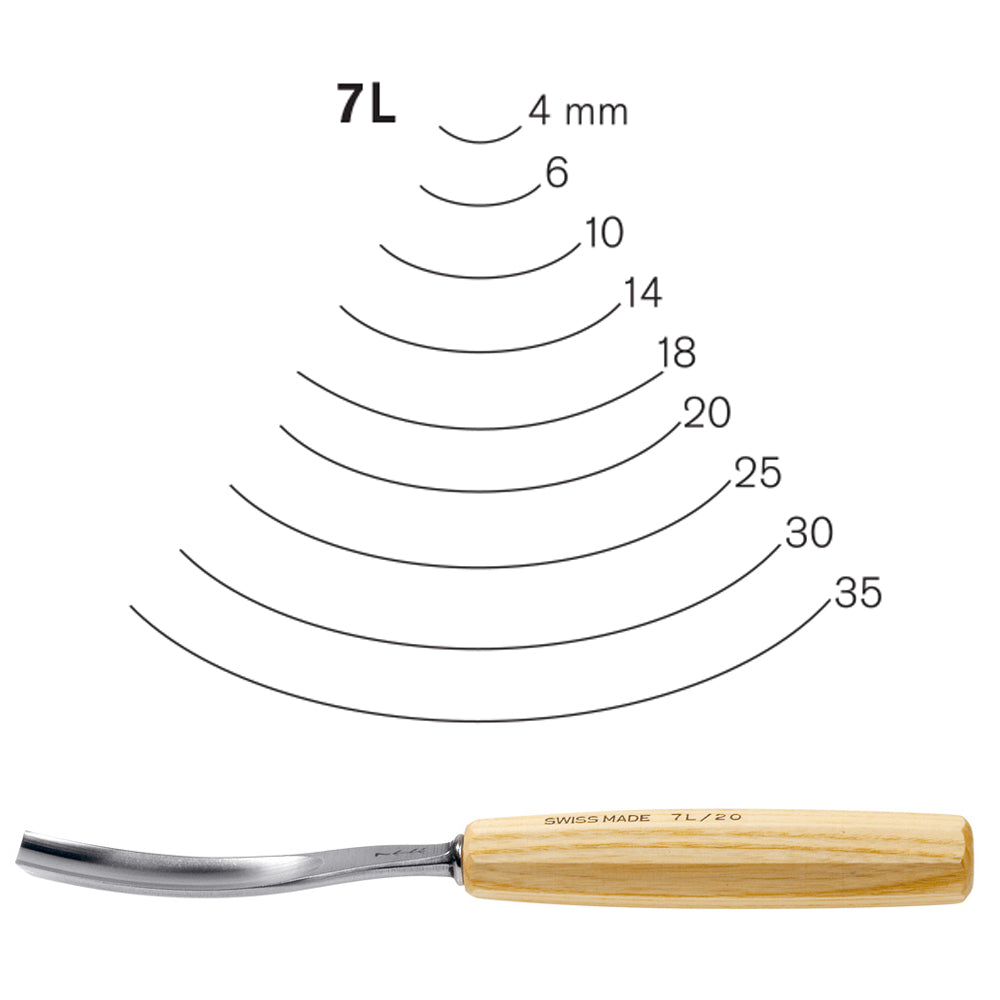 Long Bent Gouges N°7L - Pfeil. Swiss made