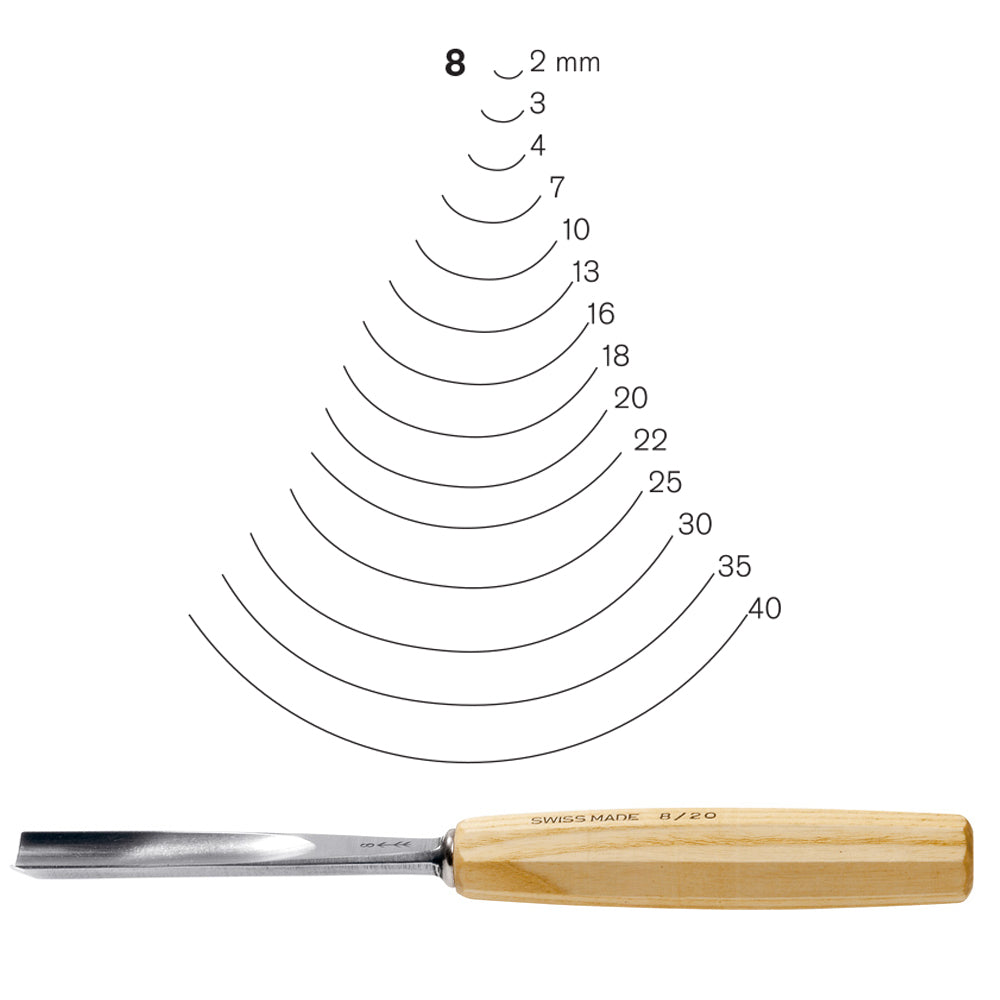 Straight Gouges N°8, Pfeil. Swiss Made.