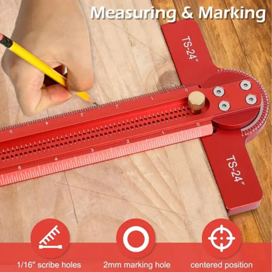 24’’ alloy t square ruler protractor scriber