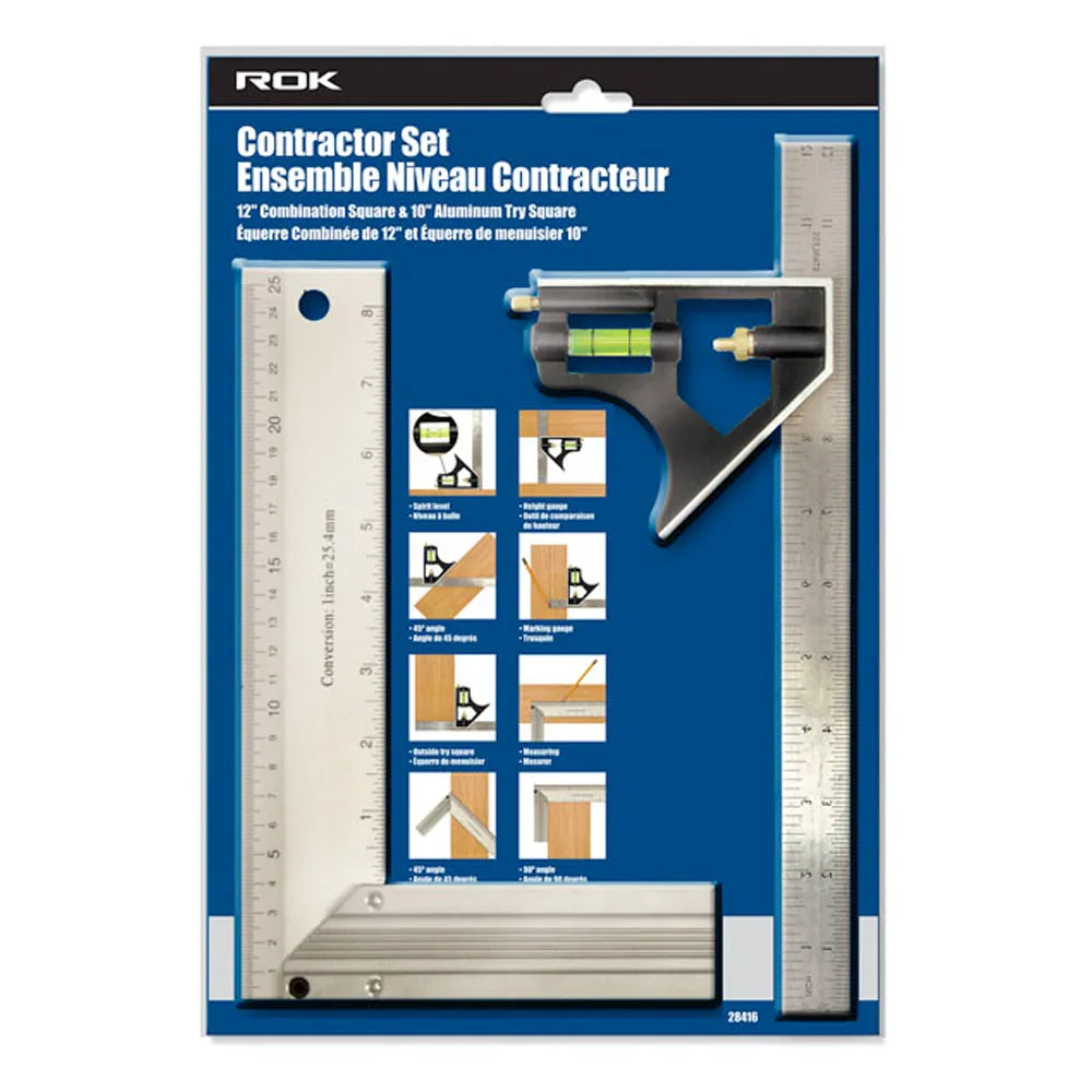 12" Combination Square and 10" Carpenter's Square - ROK