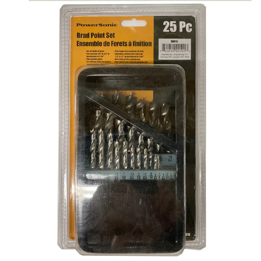 25 pc. Deluxe Brad Point drill bit set