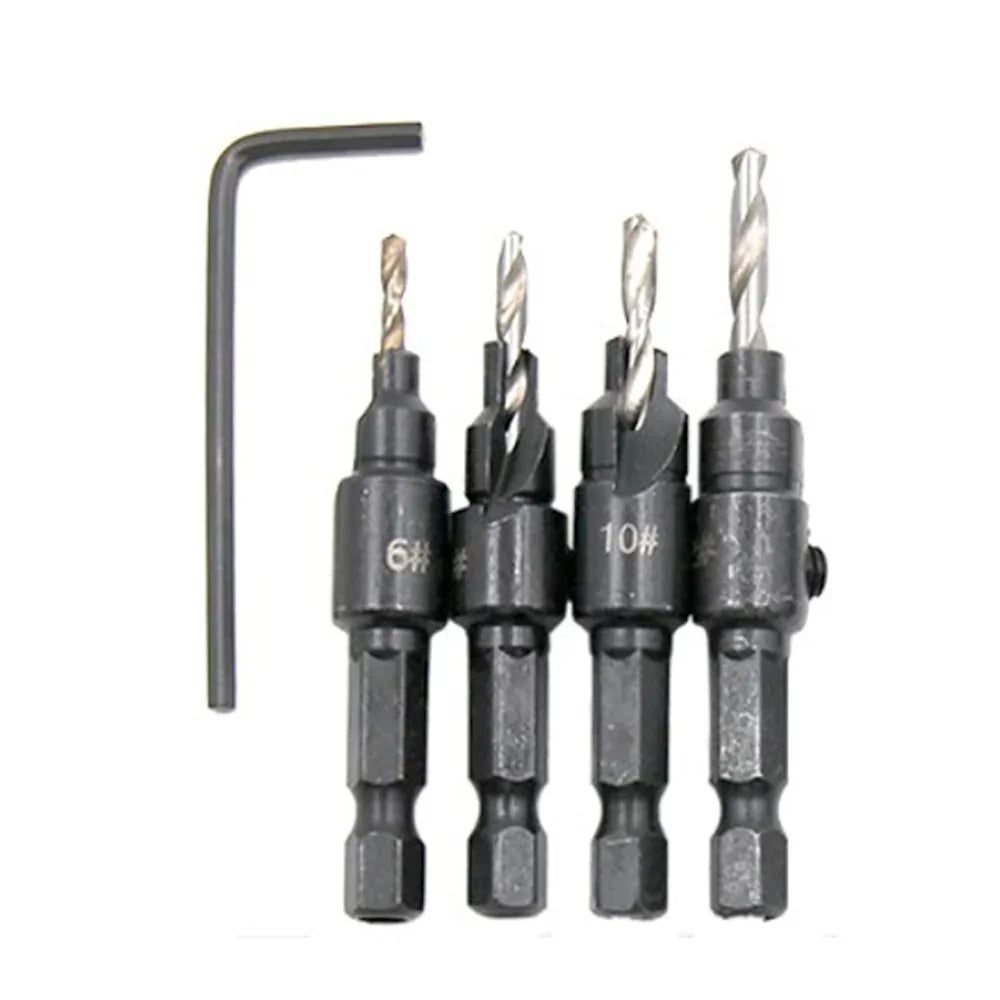 Set of 4 hex shank countersinks