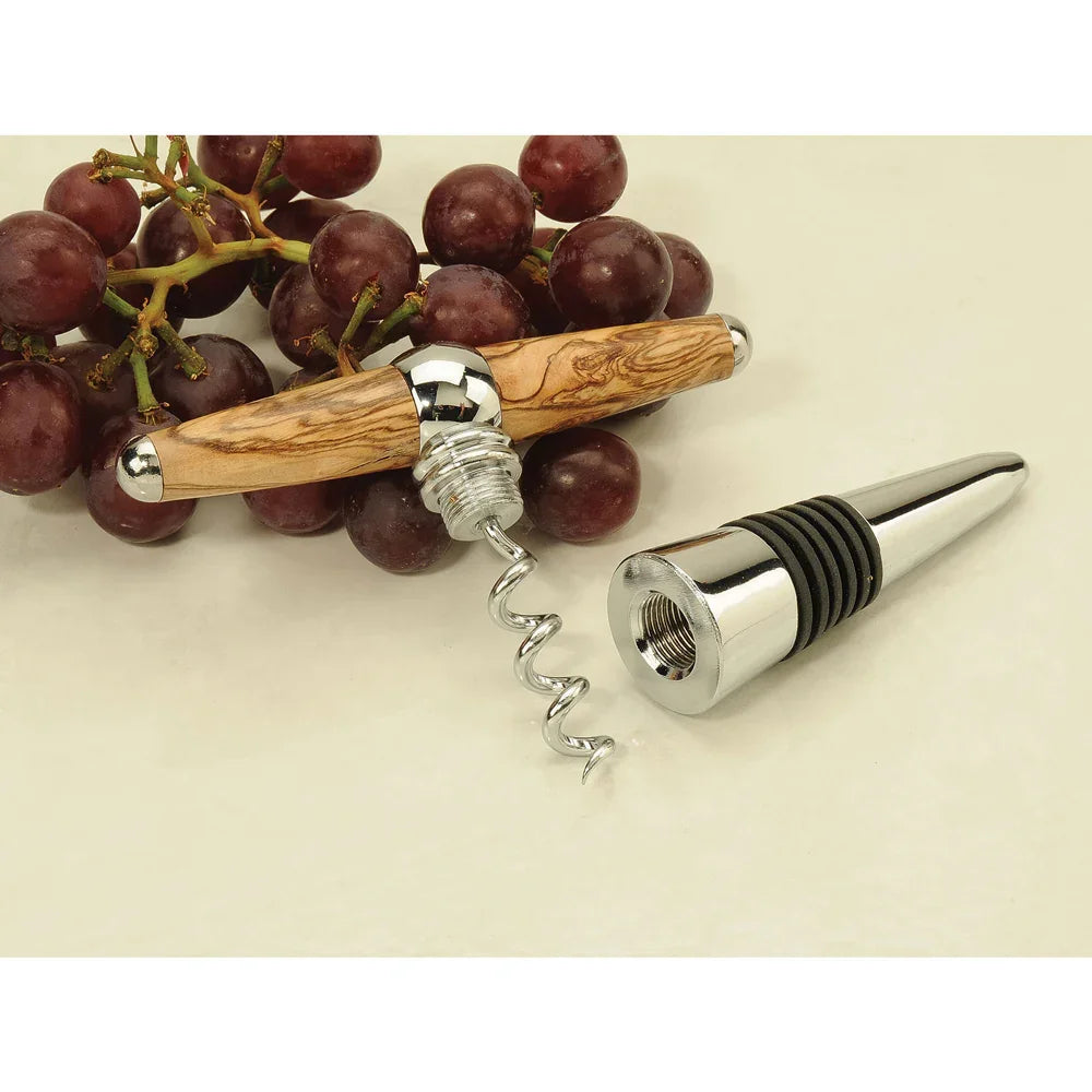 Chrome "T" handle corkscrew kit (with stopper)