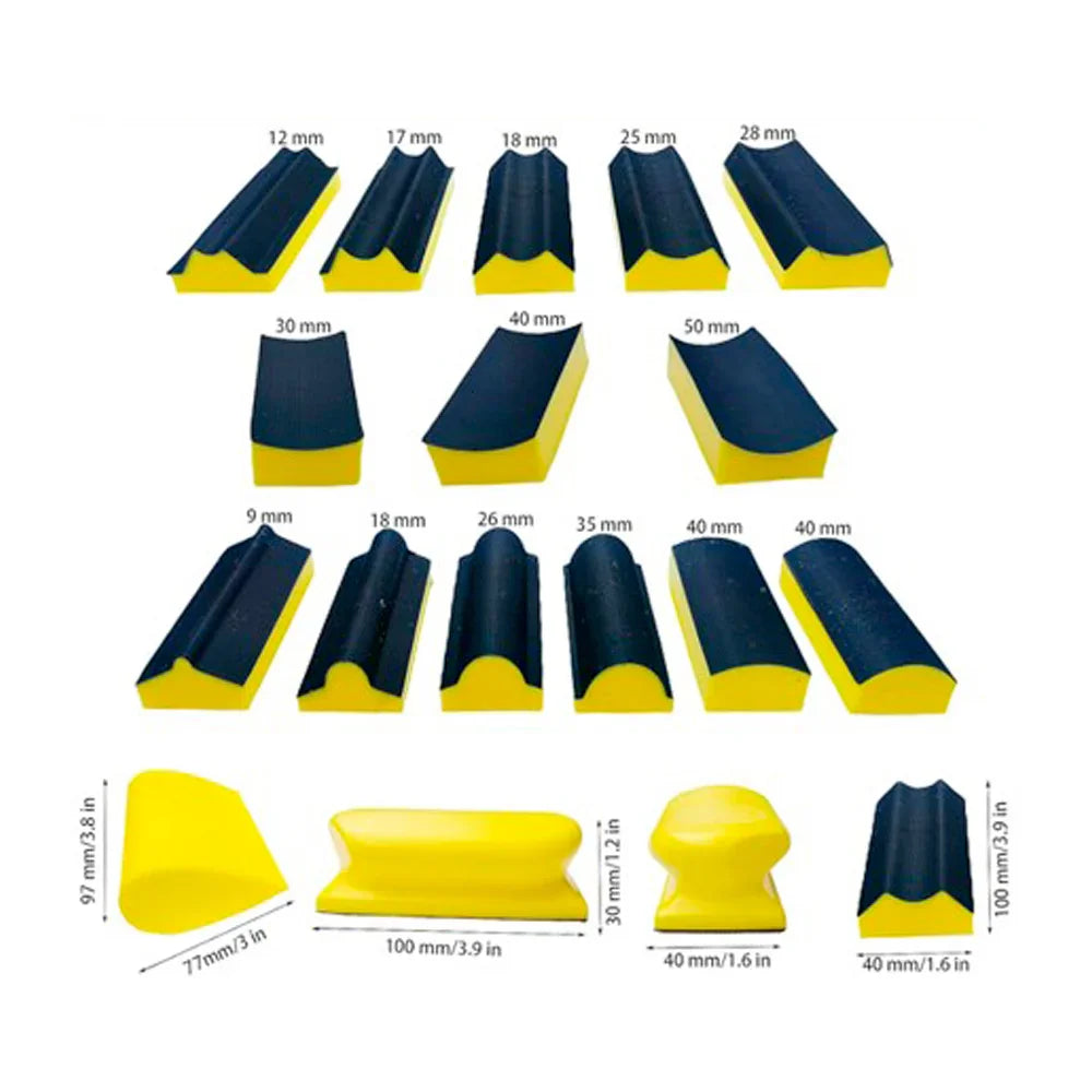 Set of 16 contoured profile sanding blocks #GC2304