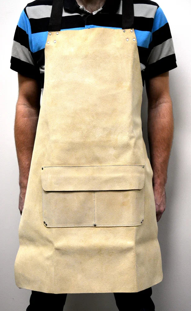 Tablier en cuir long avec 2 poches