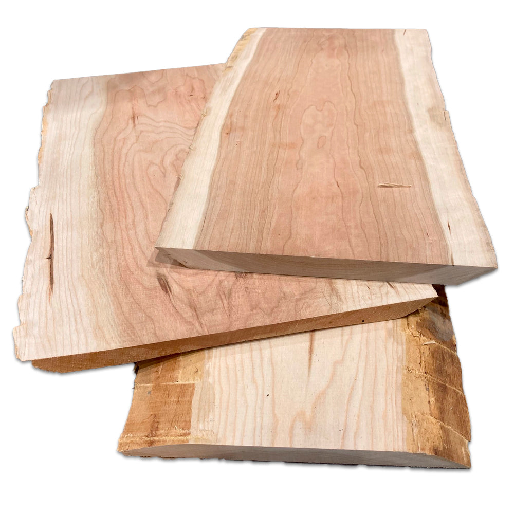 Planche de service en cerisier "live edge" (non finie) – 3/4" x 9 1/2" x 14" à 18"
