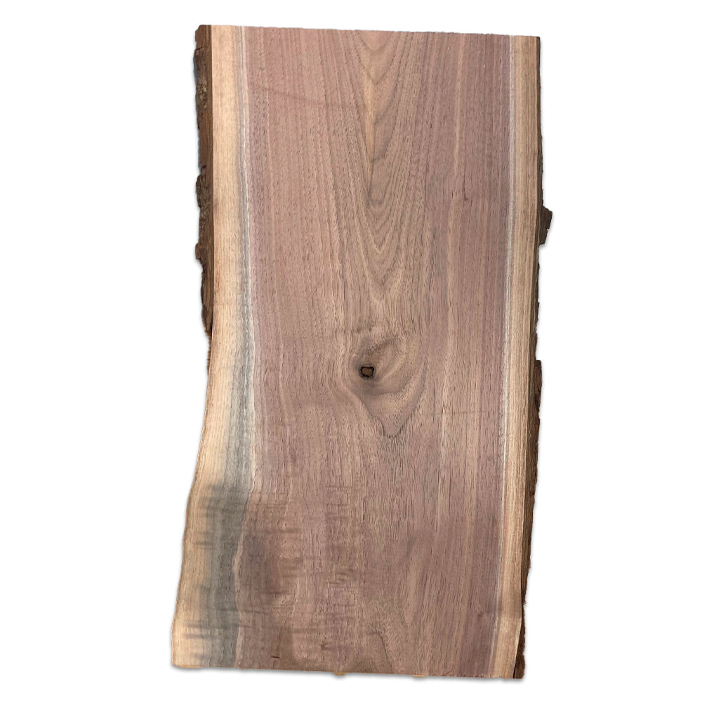 Planche de service en noyer noir "live edge" (non finie) – 3/4" x 9 1/2" x 14" à 18"