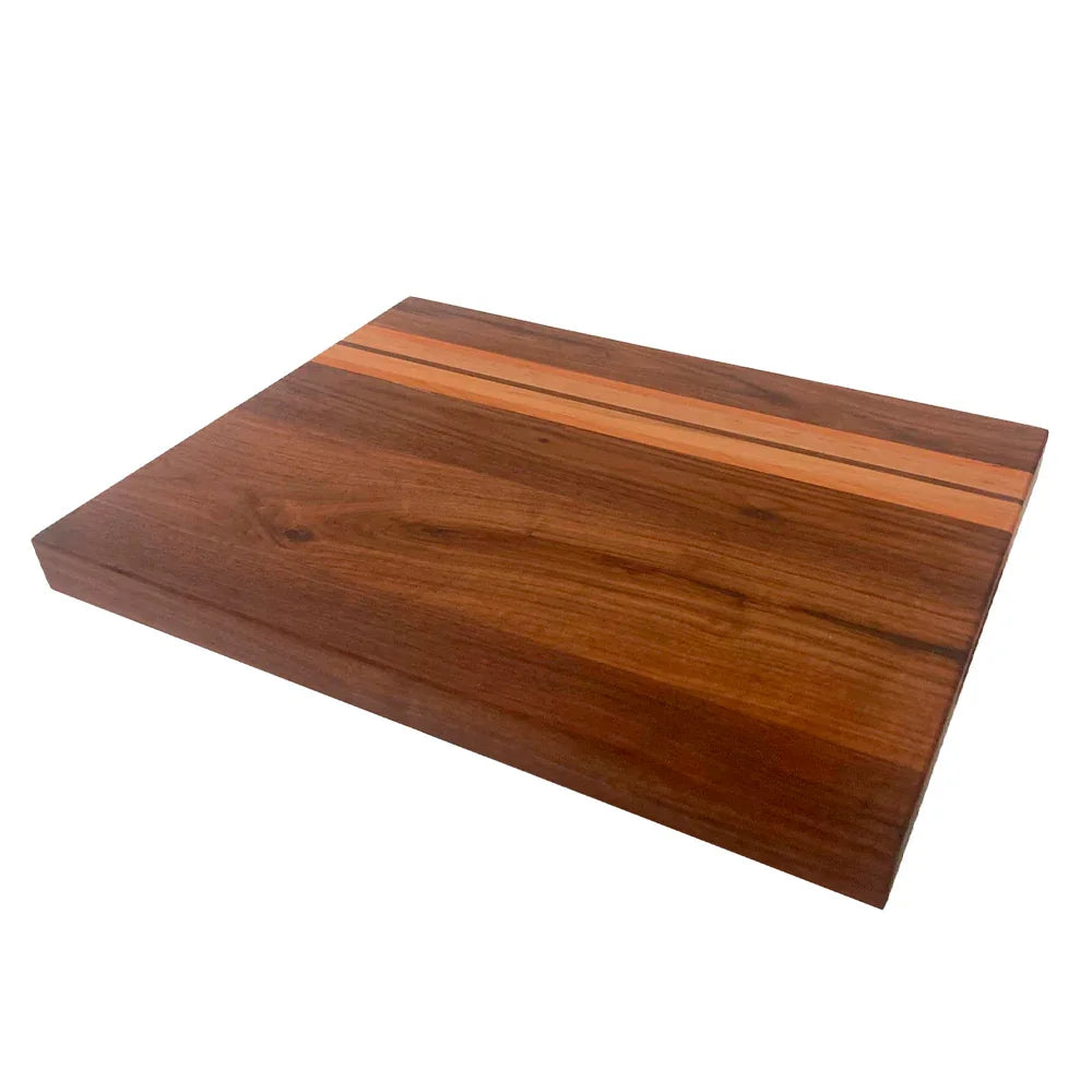 Planche à découper en noyer avec insertion en érable et cerisier 1 1/4" x 12" x 16"