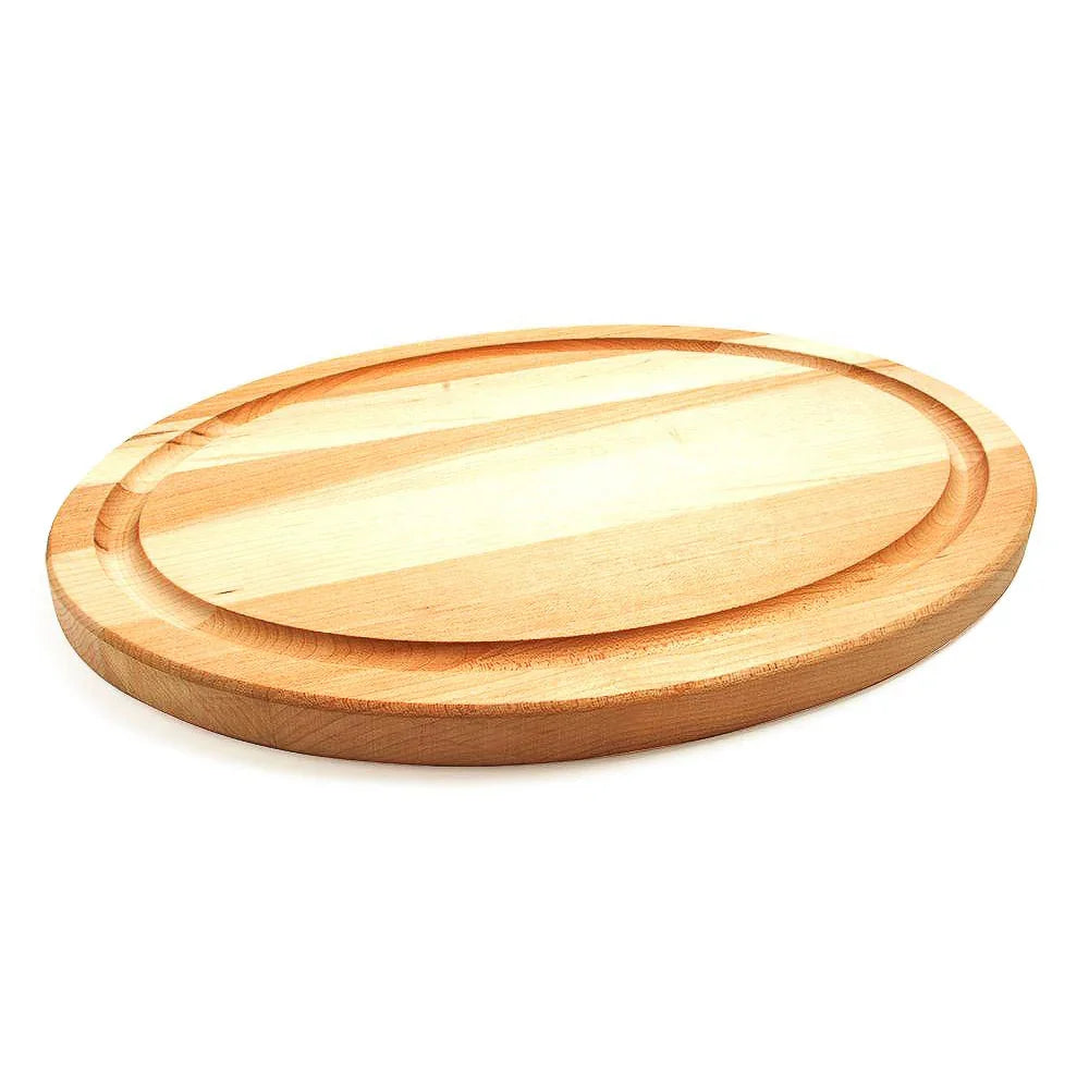 Planche à découper ovale en bois franc avec rainure – 3/4" x 9" x 12 3/4"