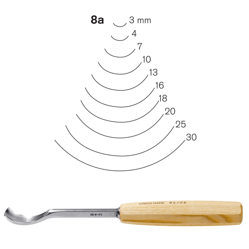 Short Bent Gouges N°8A - Pfeil. Swiss made