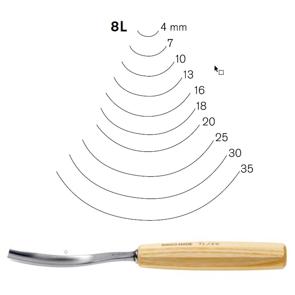 Gouges droites N°8L - Pfeil. Fabriqué en Suisse
