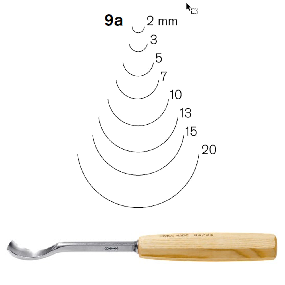 Gouges coudées N°9A - Pfeil. Fabriqué en Suisse