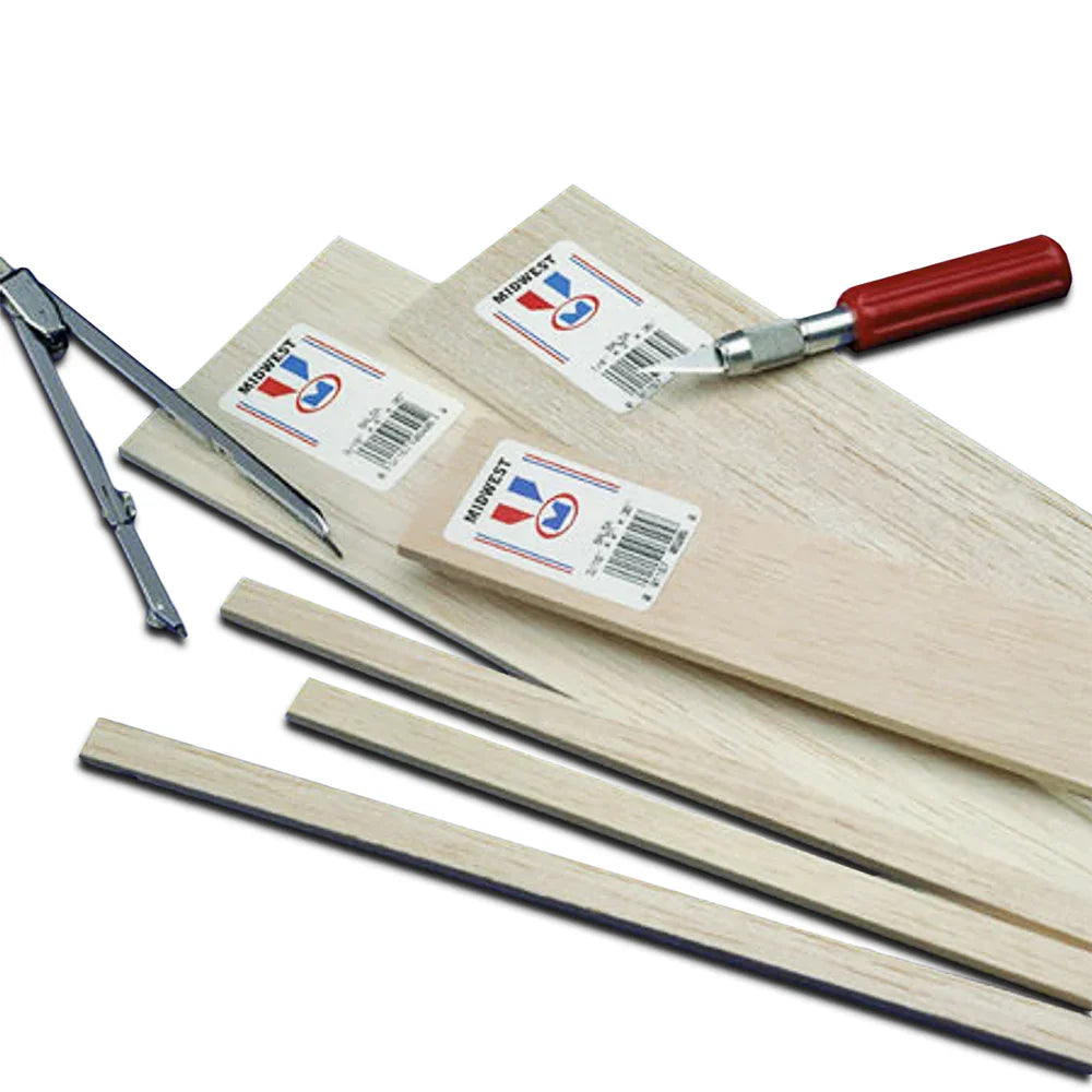 Balsa for Miniatures – 1/8" x 36" – Various Widths