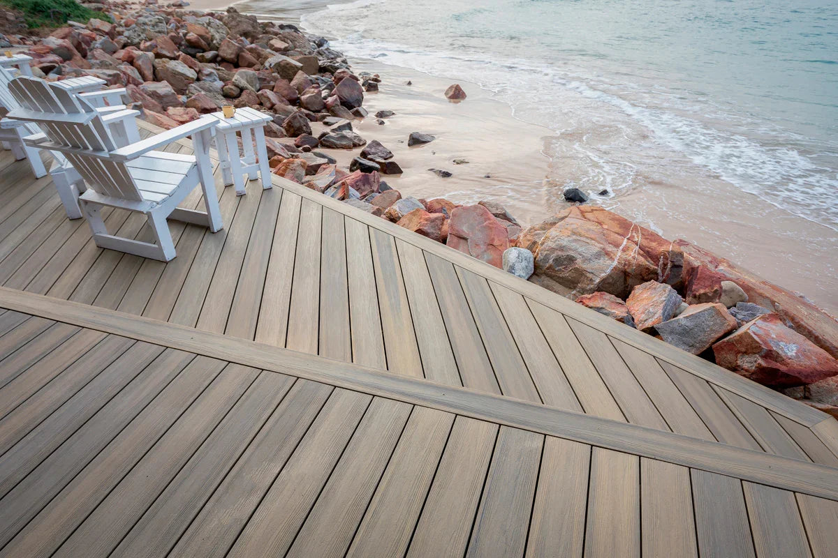 Planche de terrasse rainurée en Composite 1" x 6" (0,9"x5,35") Eva-Last Infinity - Light Cream