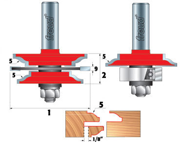 Ensemble de mèche de toupie pour porte vitrée - Freud