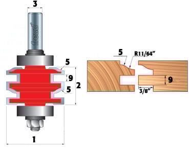 Mèche de toupie pour montant et traverse