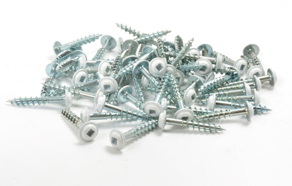 Vis à bois #8 - Tête blanche ronde avec rondelle - Gros filet