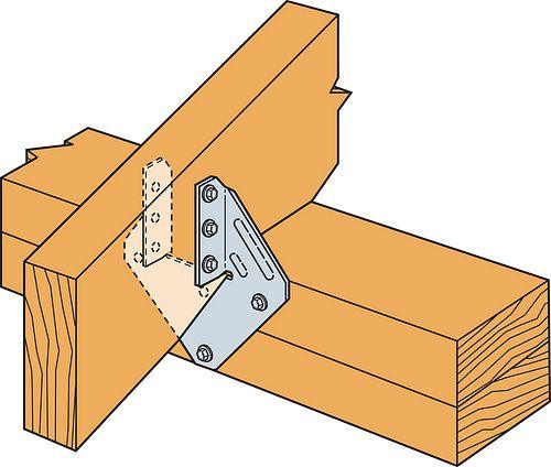 Support métallique pour charpente bois, fixation avec vis, illustration technique