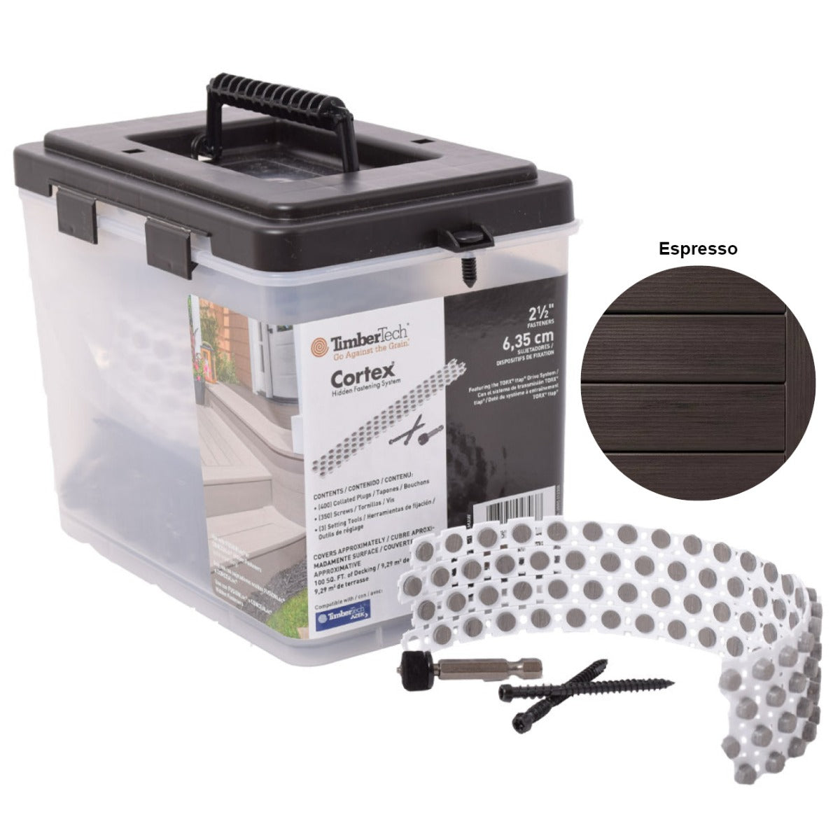 Carbon Screws + Cortex Plugs 224S/300P (100 li.ft.) - ESPRESSO