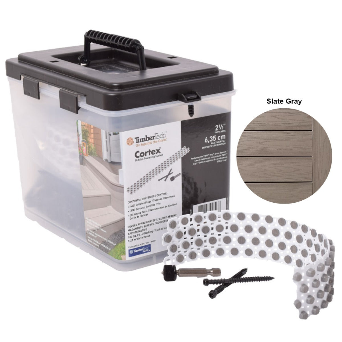 Carbon screws + Cortex plugs 350S/400P (100 sq.ft) - SLATE GRAY