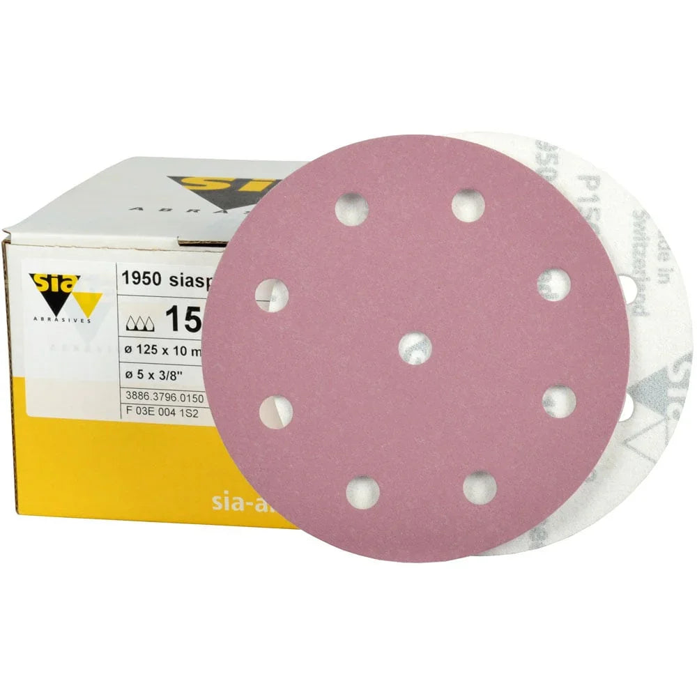 SIASPEED 1950 Hook-and-Loop Sanding Discs 5" - 100/box - Grits 60 to 400