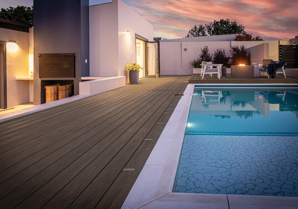 Grooved Decking Board 1"x6" (0,945"x5,5") Eva-Last PVC Apex Plus - Brazilian Teak