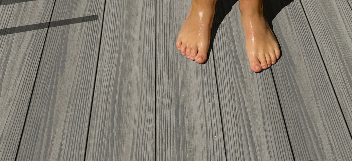 Planche de terrasse rainurée en PVC 1"x6" (0,945"x5,5") Eva-Last Apex Plus - Grey Slate