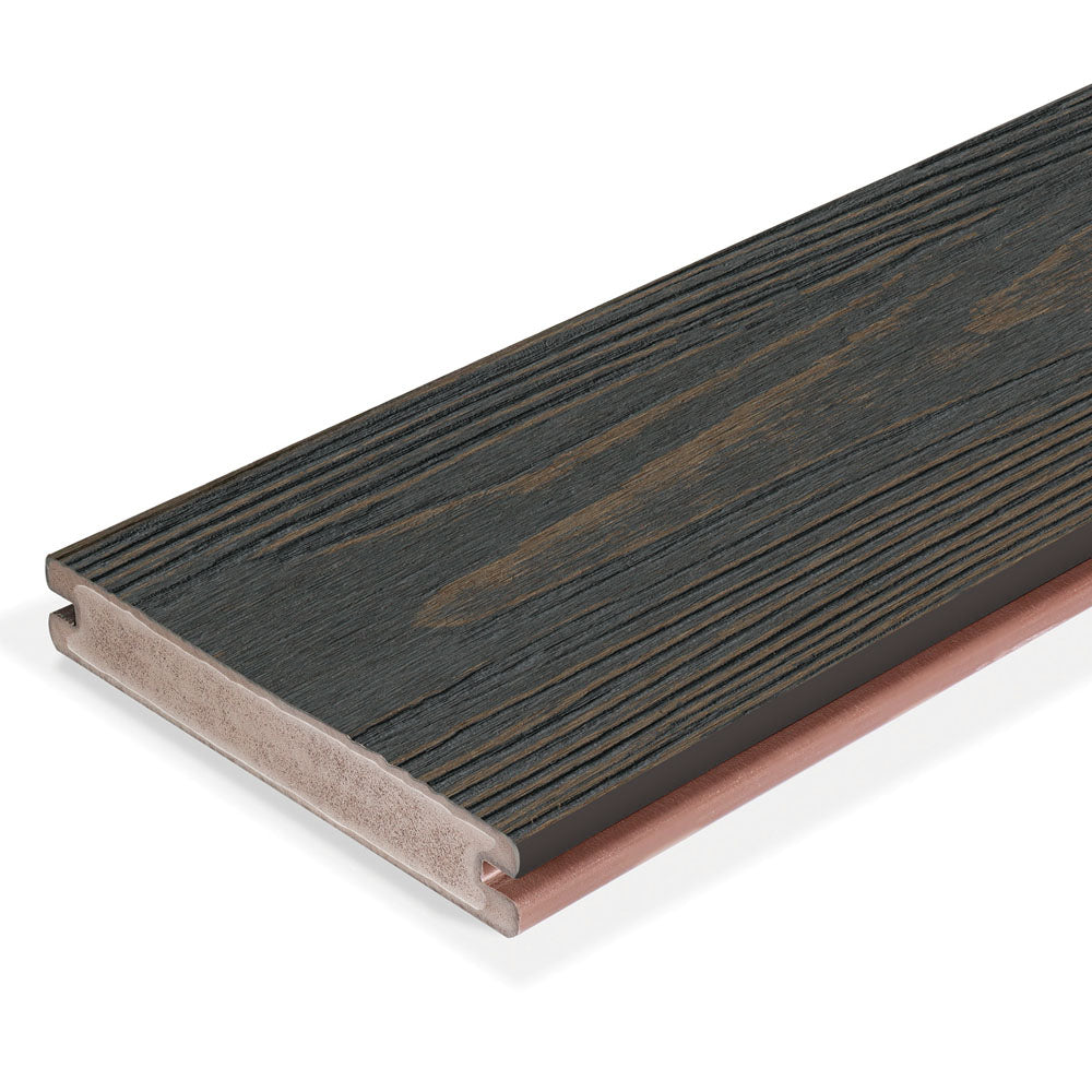 Planche de terrasse rainurée en PVC 1"x6" (0,945"x5,5") Eva-Last Apex Plus - Carbonised Osage