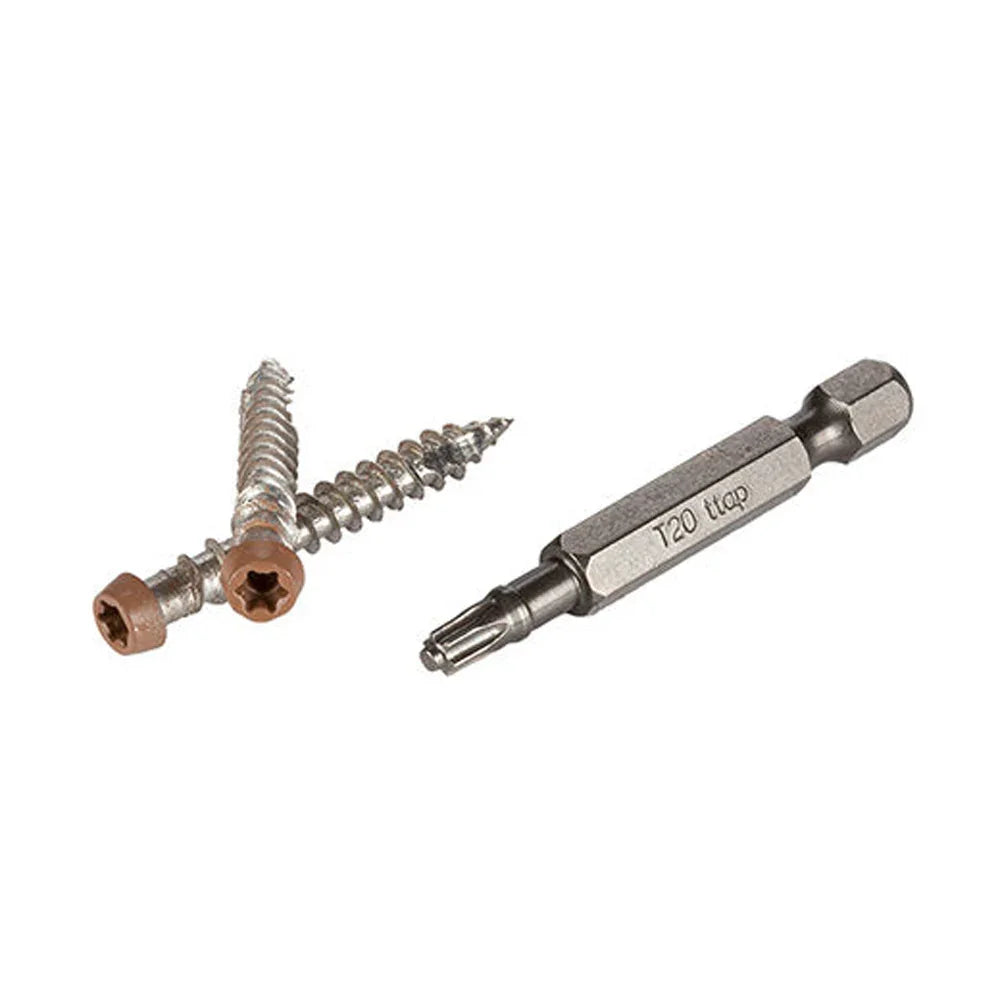 Vis de terrasse couleur tan et embout T20 pour fixation bois composite