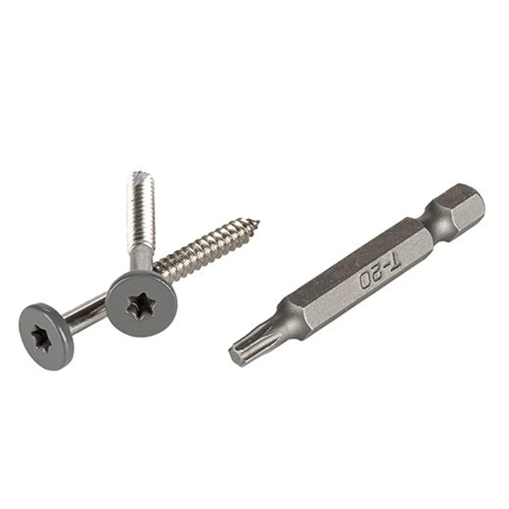 Vis de fixation gris foncé pour terrasse avec embout Torx, accessoires de bois extérieur
