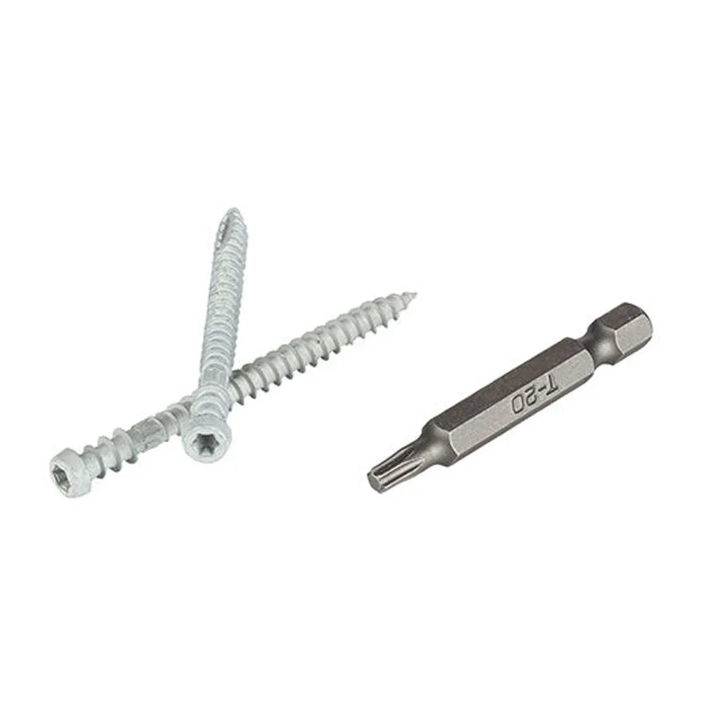 Vis de terrasse gris clair et embout de vissage pour bois ou composite