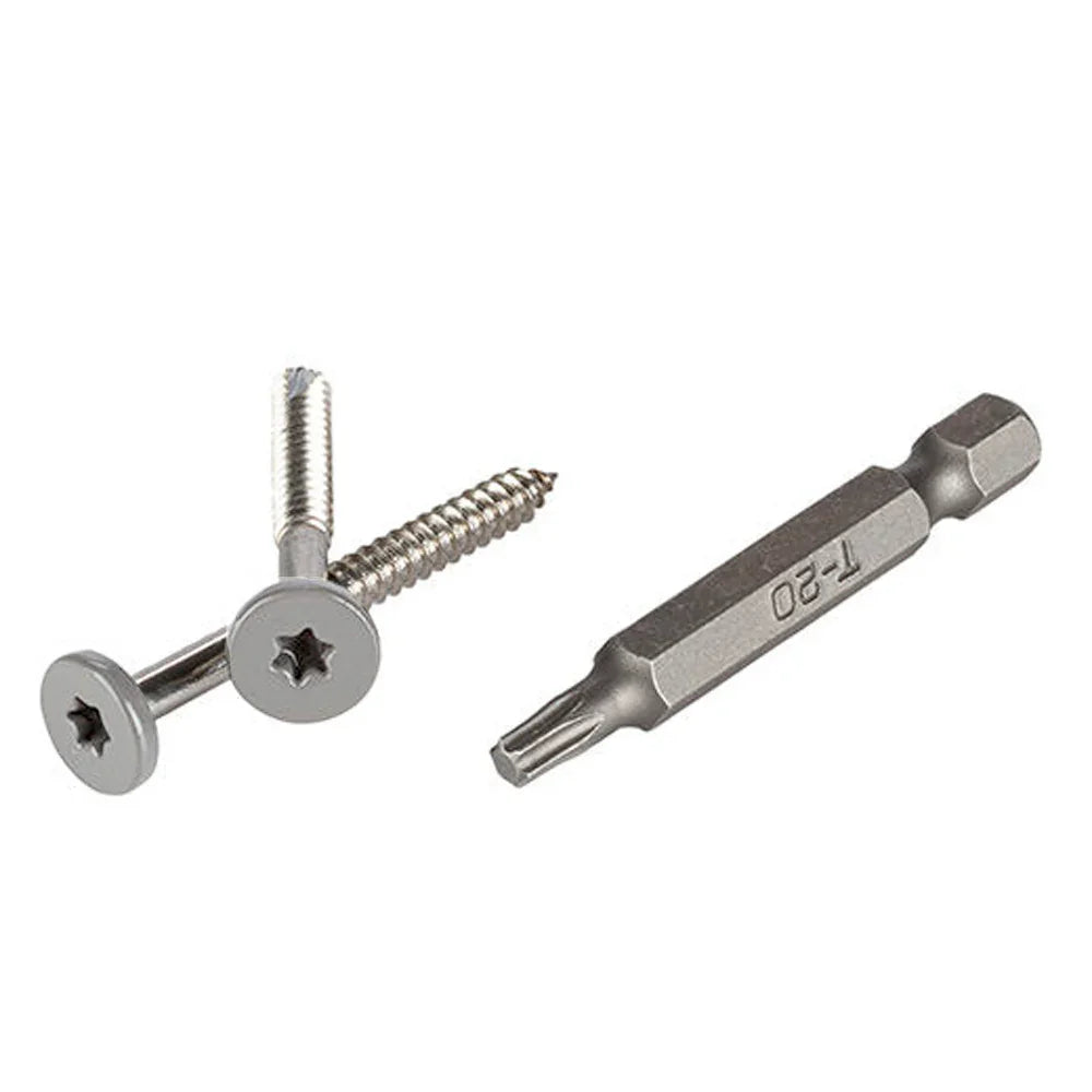 Vis de terrasse grises avec embout de vissage pour fixation de planches de fascia