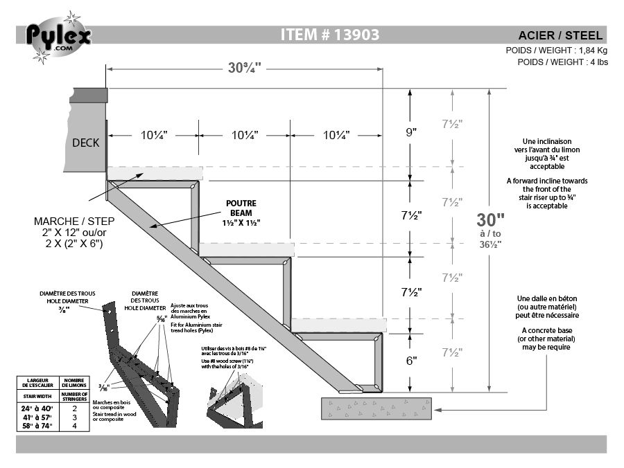 Black steel stair stringer - Pylex