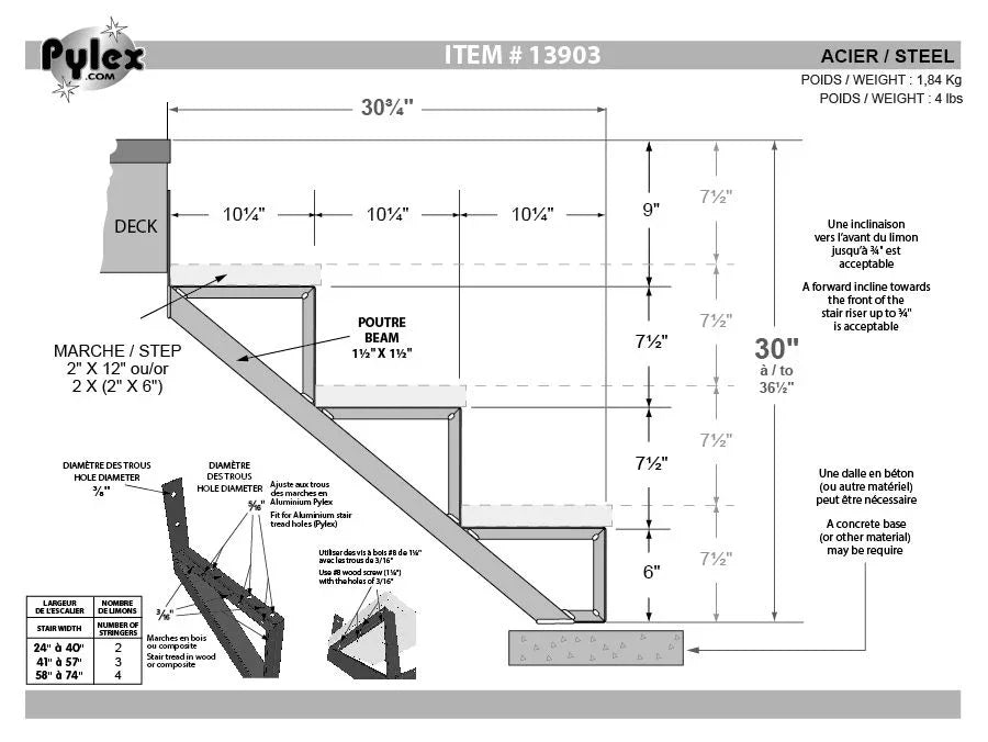 Black steel stair stringer - Pylex