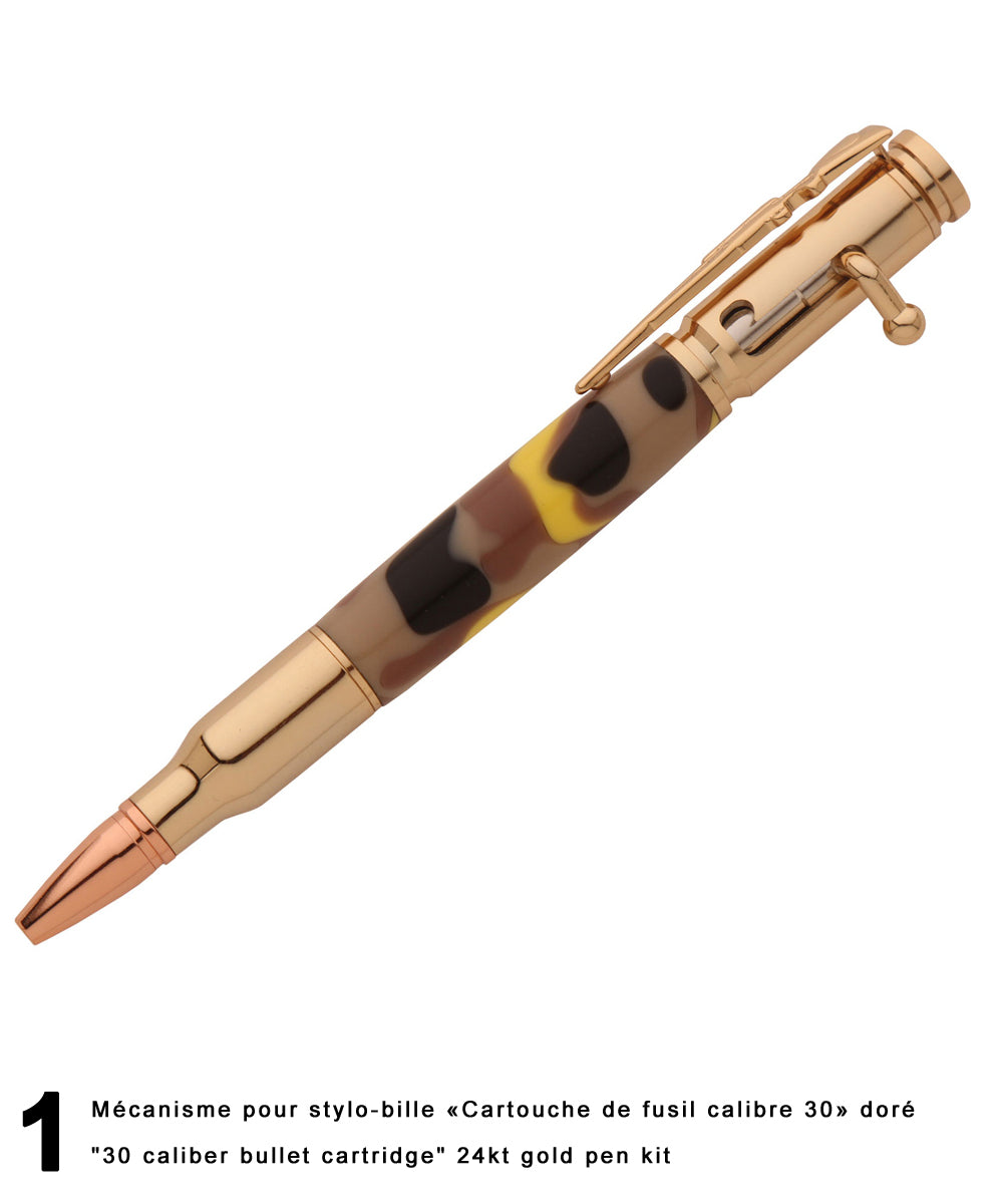 Stylos-bille style «30 Caliber bullet cartridge» - Mécanisme «Bolt Action»