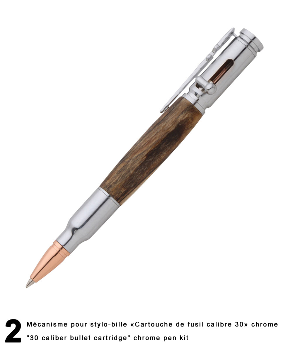 Stylos-bille style «30 Caliber bullet cartridge» - Mécanisme «Bolt Action»